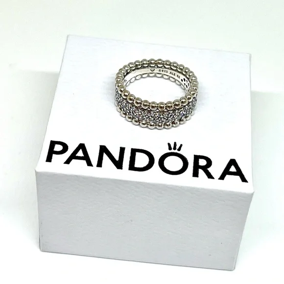 NEW Pandora Pave Beaded Ring - Picture 2 of 11